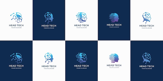 Conjunto de logotipo creativo de hea tech con plantilla de logotipo de forma abstracta