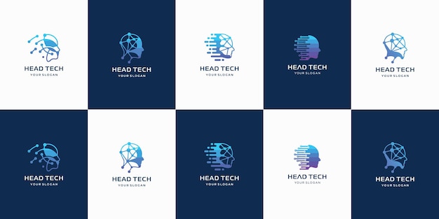 Vector conjunto de logotipo creativo de hea tech con plantilla de logotipo de forma abstracta