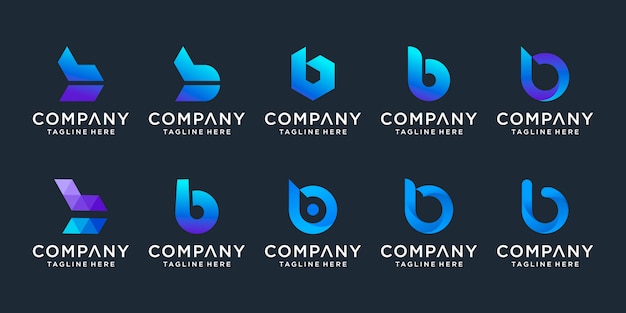 Conjunto de logotipo creativo letra b