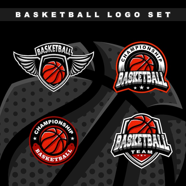 Conjunto de logotipo de deporte de baloncesto