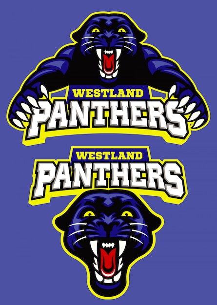 Conjunto de logotipo de deporte de mascota de pantera negra