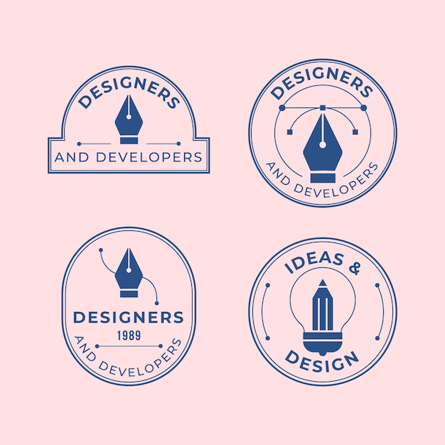 Vector conjunto de logotipo de diseñador gráfico plano