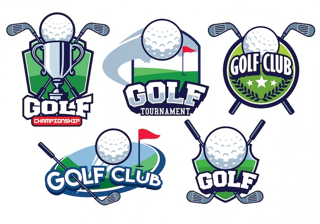 Conjunto de logotipo de diseño de insignia de oro