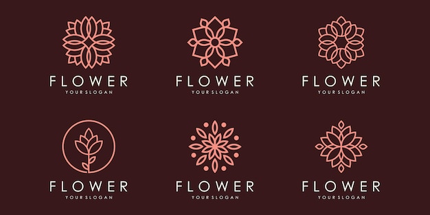 Conjunto de logotipo e icono de adorno floral. vector de plantilla de diseño.