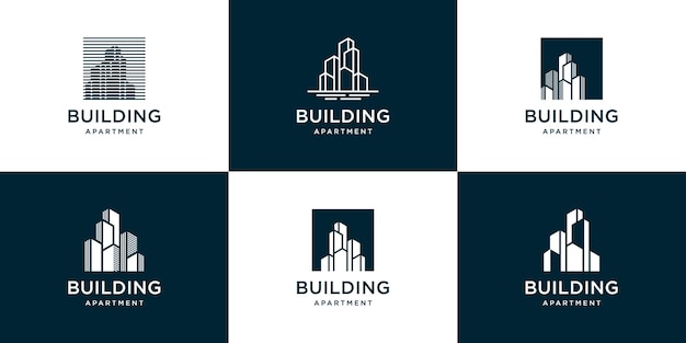 Conjunto de logotipo de edificio abstracto