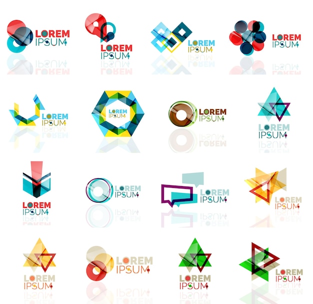 Vector conjunto de logotipo de empresa de formas geométricas estilo origami de papel