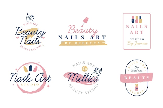 Conjunto de logotipo de estudio de arte de uñas