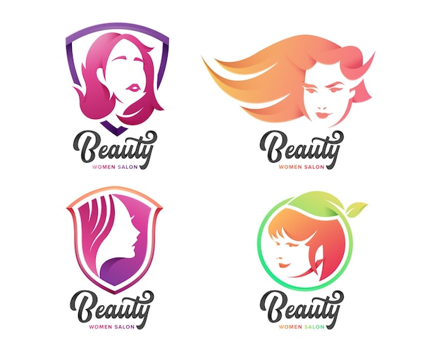 Vector conjunto de logotipo femenino de belleza para empresa.