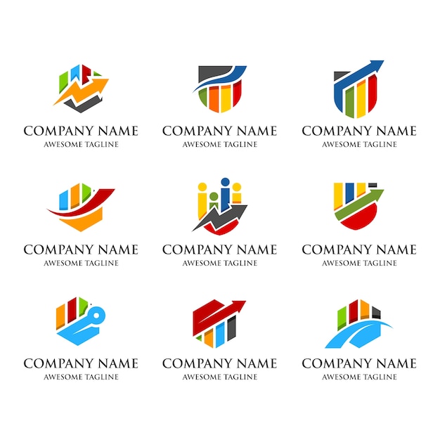 Conjunto de logotipo de finanzas estadísticas