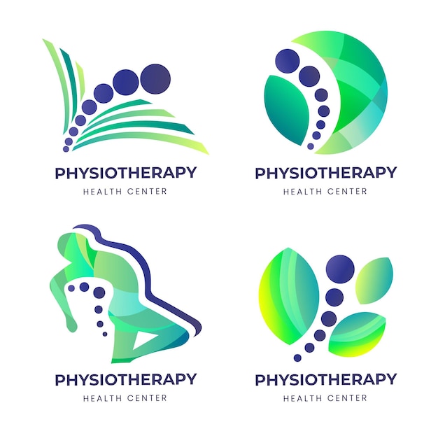 Vector conjunto de logotipo de fisioterapia gradiente