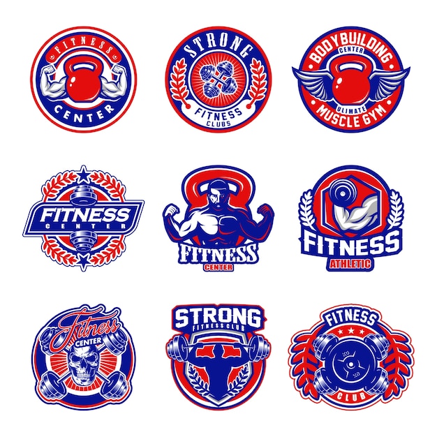 Vector conjunto de logotipo de fitness