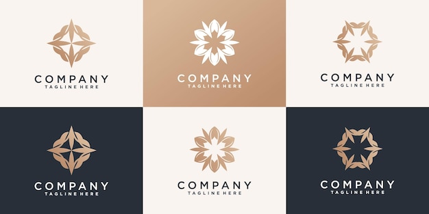 Conjunto de logotipo de flor de loto creativo y tarjeta de businnes vector premium