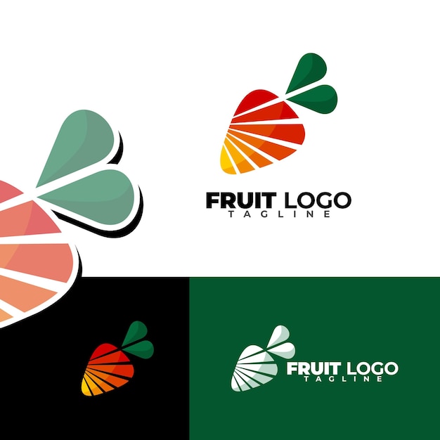 Conjunto de logotipo de fruta simple y moderno