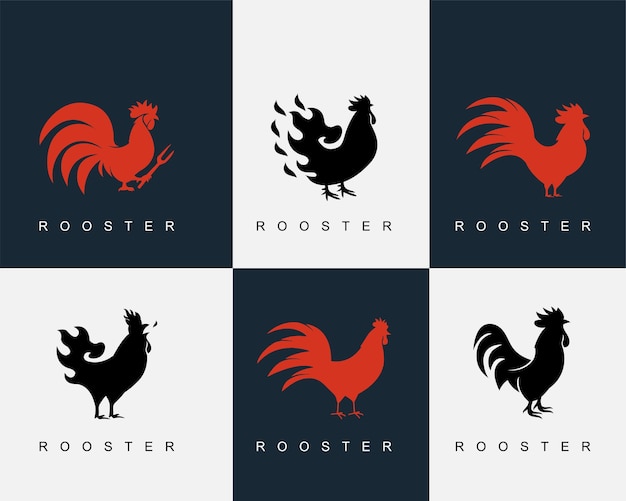 Vector conjunto de logotipo de gallo