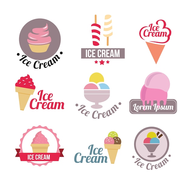 Conjunto de logotipo de helado