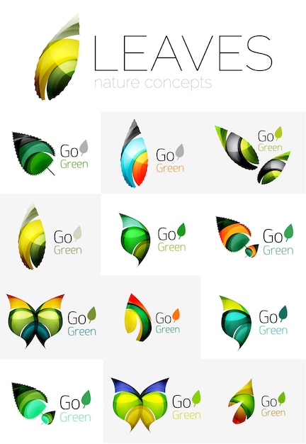 Conjunto de logotipo de hoja