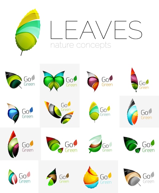 Conjunto de logotipo de hoja