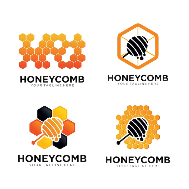 Conjunto de logotipo honey comb