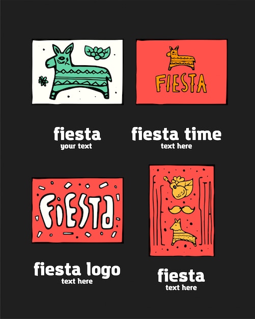 Vector conjunto de logotipo de icono fiesta