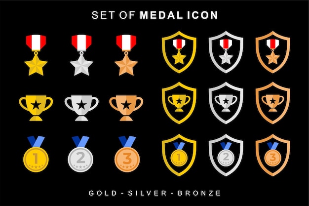 Conjunto de logotipo de icono de medalla