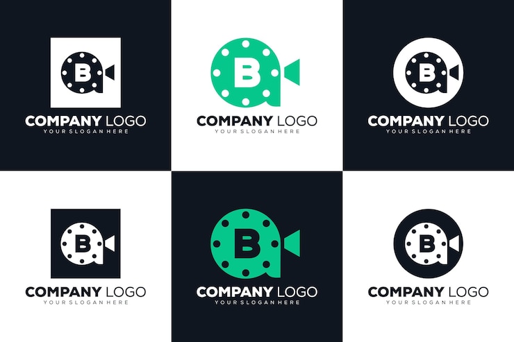 Vector conjunto de logotipo inicial de la letra b de la colección para la plantilla de diseño de cine y videografía