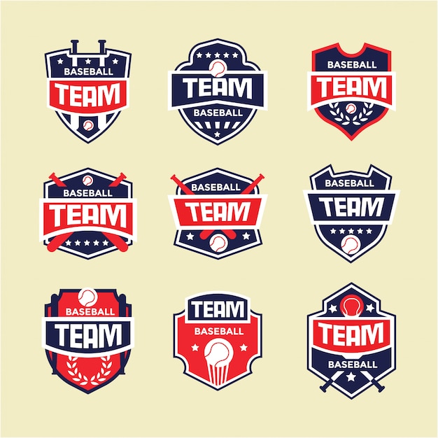 Conjunto de logotipo de insignia deportiva de béisbol