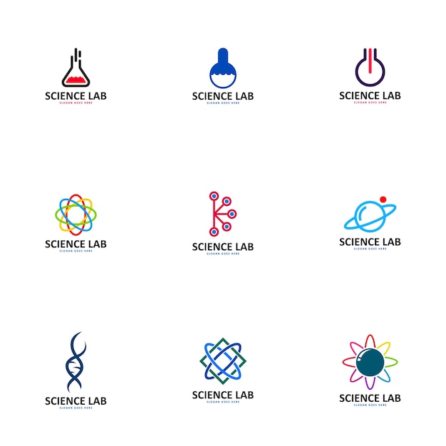 conjunto de logotipo de laboratorio de ciencia