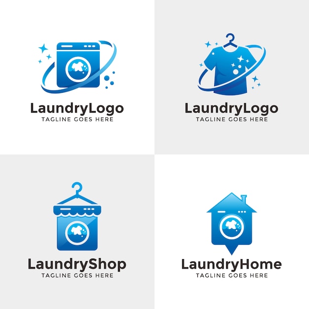 Vector conjunto de logotipo de lavandería