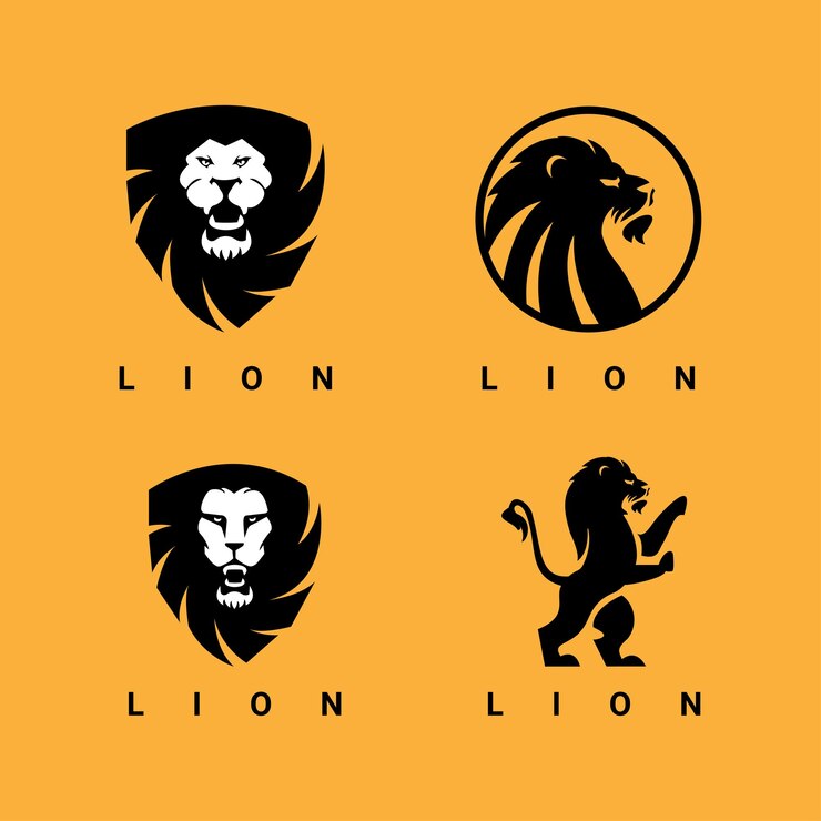 conjunto de logotipo de león