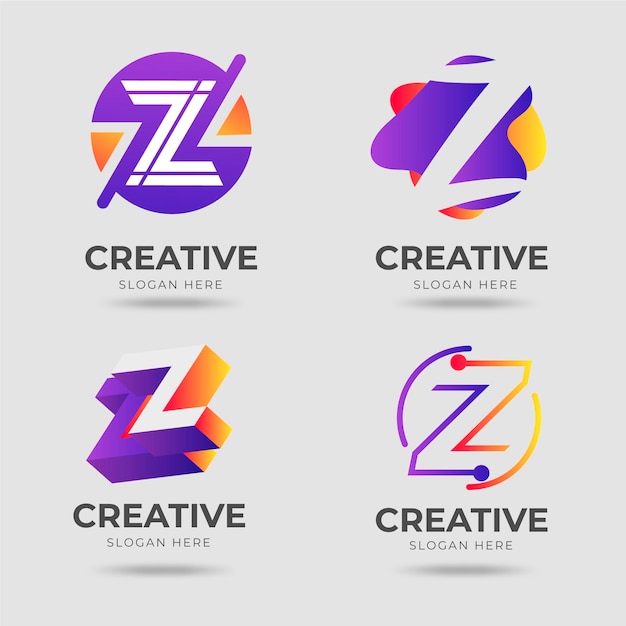 Conjunto de logotipo de letra degradado #z