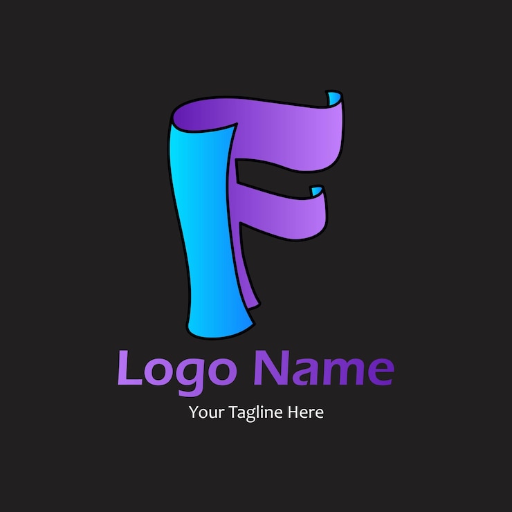 Vector conjunto de logotipo de letra f con diseño degradado