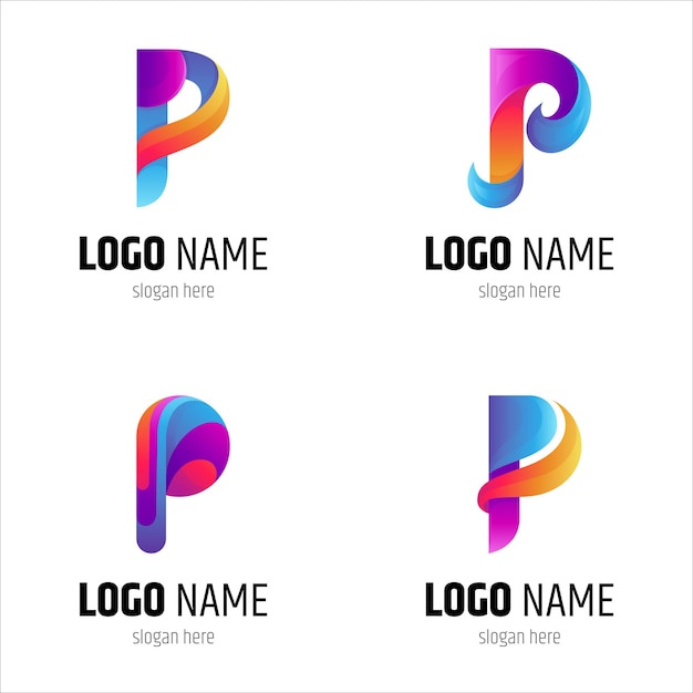 Conjunto de logotipo letra P