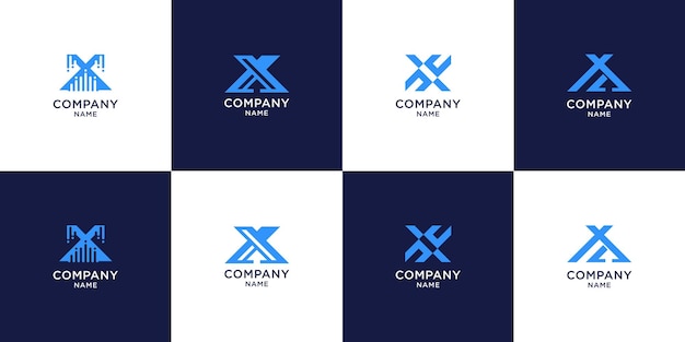Conjunto de logotipo de letra x con concepto creativo