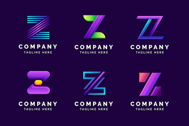 Conjunto de logotipo de letra z degradado