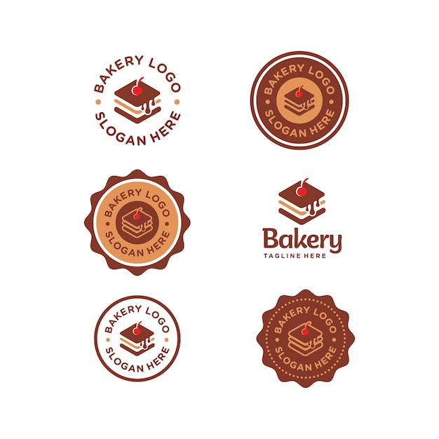 Vector conjunto de logotipo lindo simple de panadería colección premium