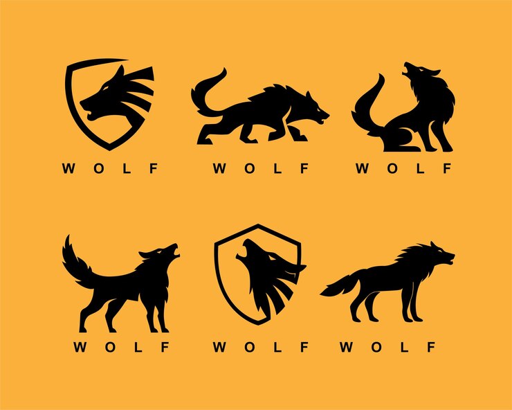 Conjunto de logotipo de lobo