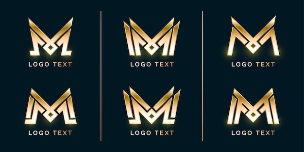 Conjunto de logotipo de lujo moderno M
