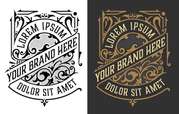 conjunto de logotipo de lujo vintage