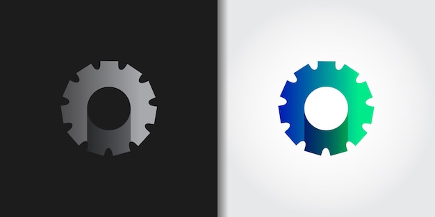 conjunto de logotipo de máquina de engranajes
