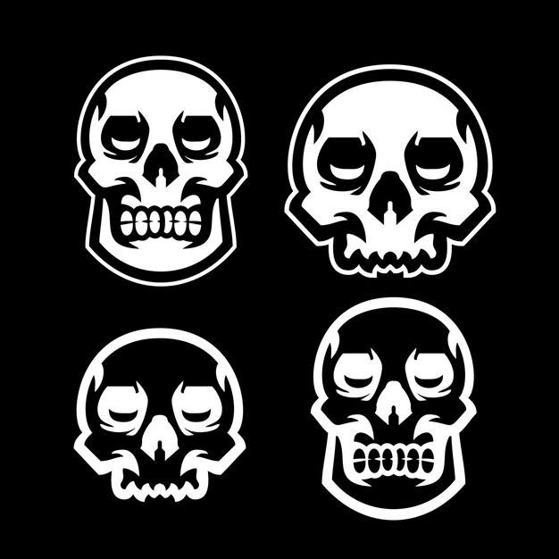 Conjunto de logotipo de mascota de cabeza de calavera