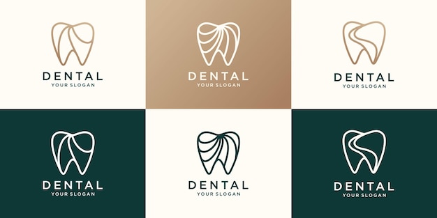 Conjunto de logotipo minimalista de dent