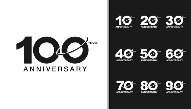 Conjunto de logotipo moderno aniversario celebración.