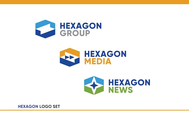 Conjunto de logotipo moderno hexagonal