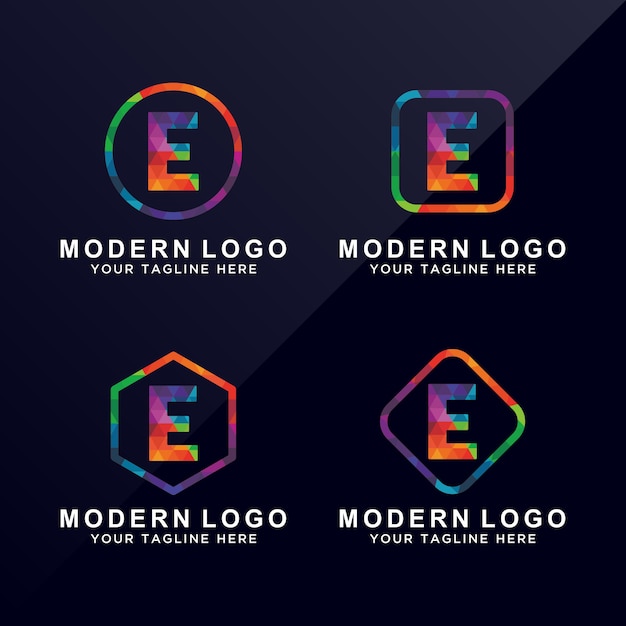 Conjunto de logotipo moderno letra e