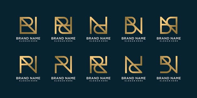 Conjunto de logotipo de monograma con combinaciones únicas de estilo de letra Vector Premium