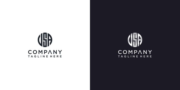 Conjunto de logotipo de monograma degradado plateado creativo