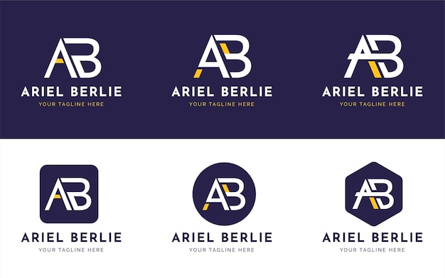 Conjunto de logotipo de monograma moderno de letras A y B con forma geométrica