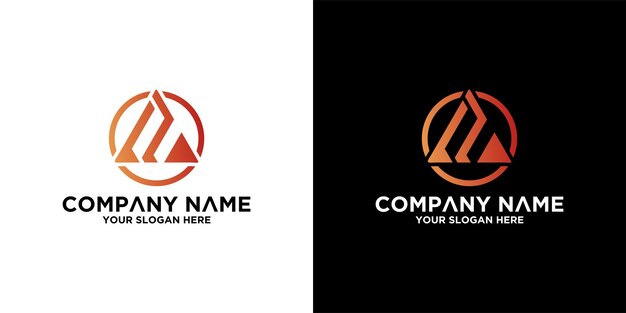 un conjunto de logotipo de monograma triangular vector premium