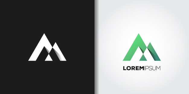 Conjunto de logotipo de montaña verde