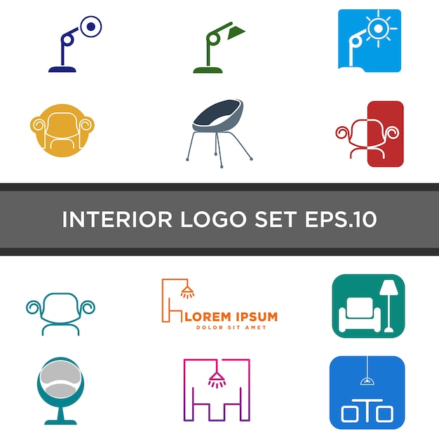 conjunto de logotipo de muebles interiores